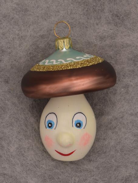 Pilz mit Gesicht türkis braun